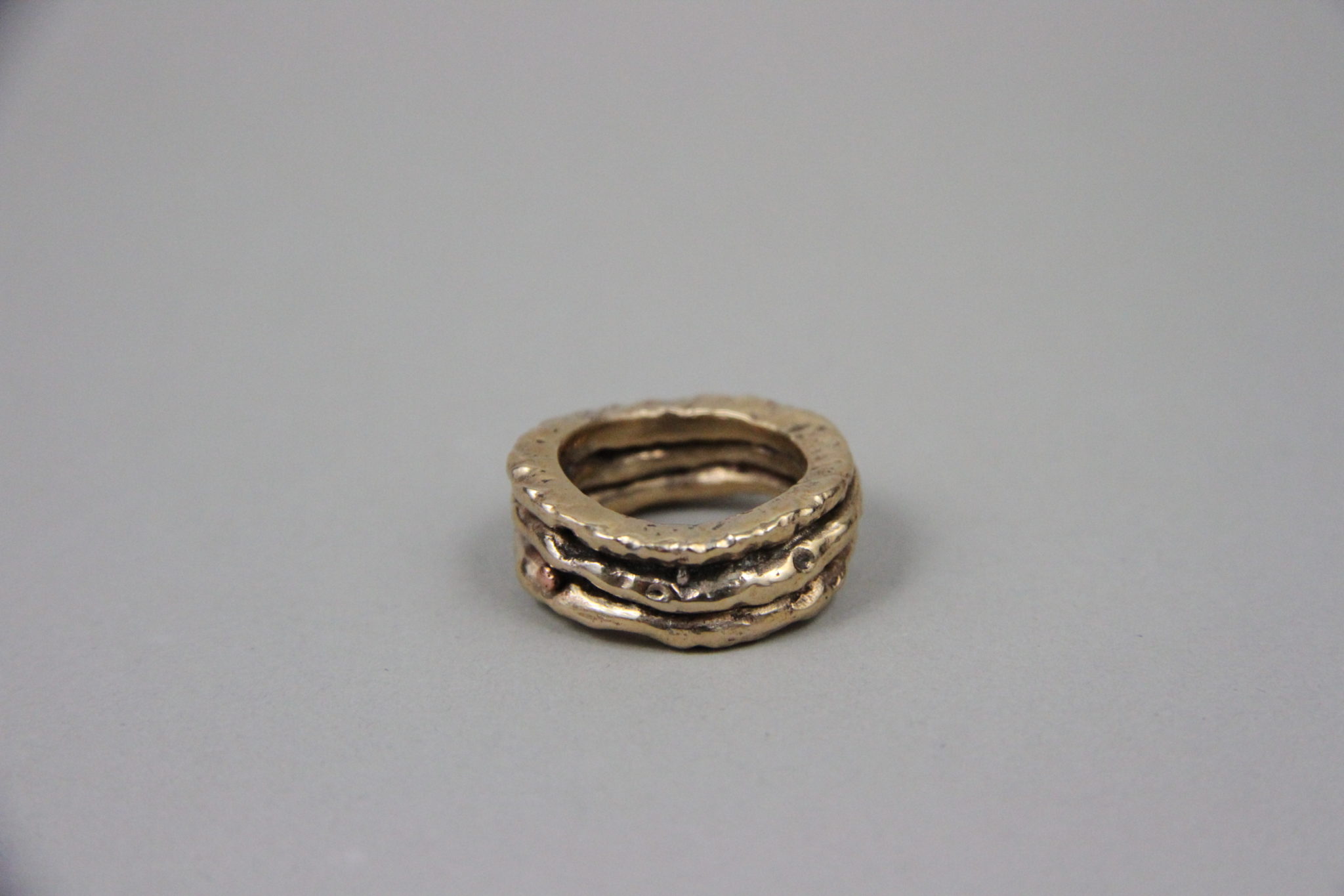 IMG_0208 "Triade" Anello donna artigianale fatto a mano in Bronzo o Argento 925 con sfere di Rame