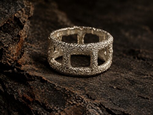 "INFINITUM" anello artigianale unisex in Argento 925 texture organica